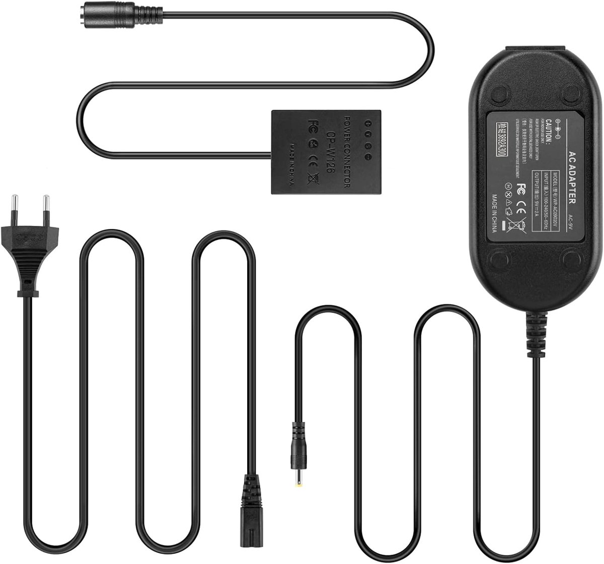 AC Power Adapter 9V - CP-W126 Dummy Battery Kit - Voor Fujifilm X-H1 en andere modellen - Ideaal voor langdurige opname - ShopVlot