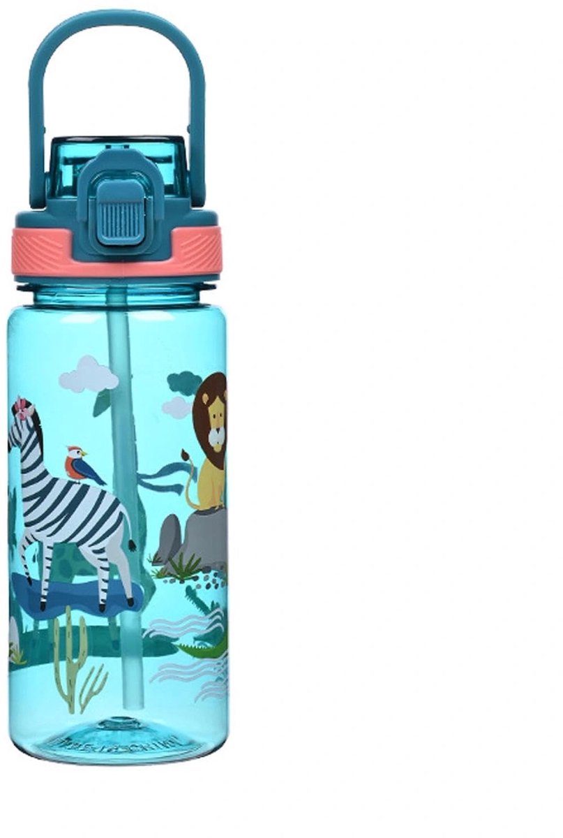 Drinkfles voor kinderen 600 ml - met rietje - BPA-vrij - ideaal voor school en buiten - ShopVlot