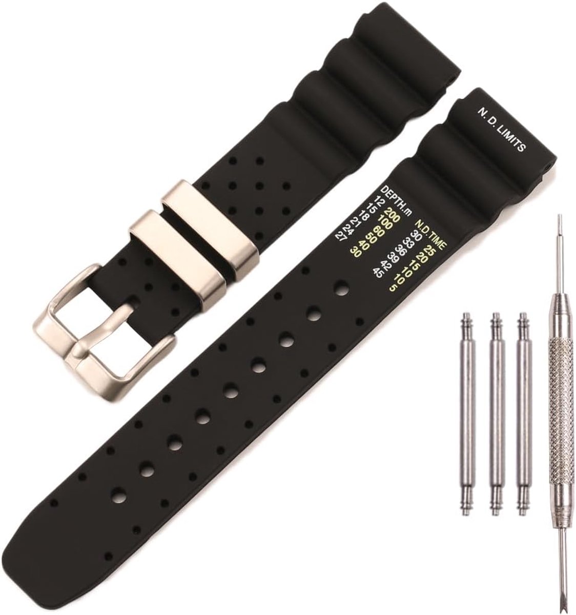 Siliconen horlogeband 20mm - voor Citizen Hyper Aqualand Duplex Promaster - Duikhorloge band - Comfortabel en duurzaam - ShopVlot