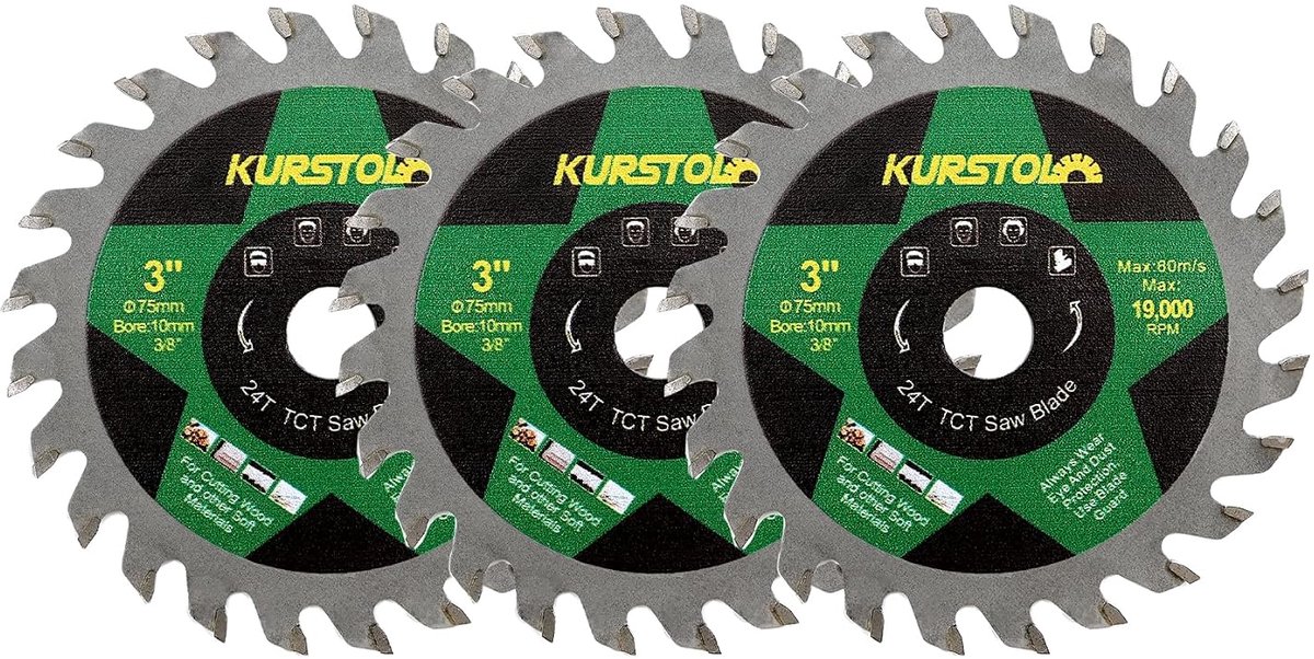Carbide snijdschijf 75 mm - TCT zaagblad voor hout - 3 stuks - professioneel gebruik - ShopVlot