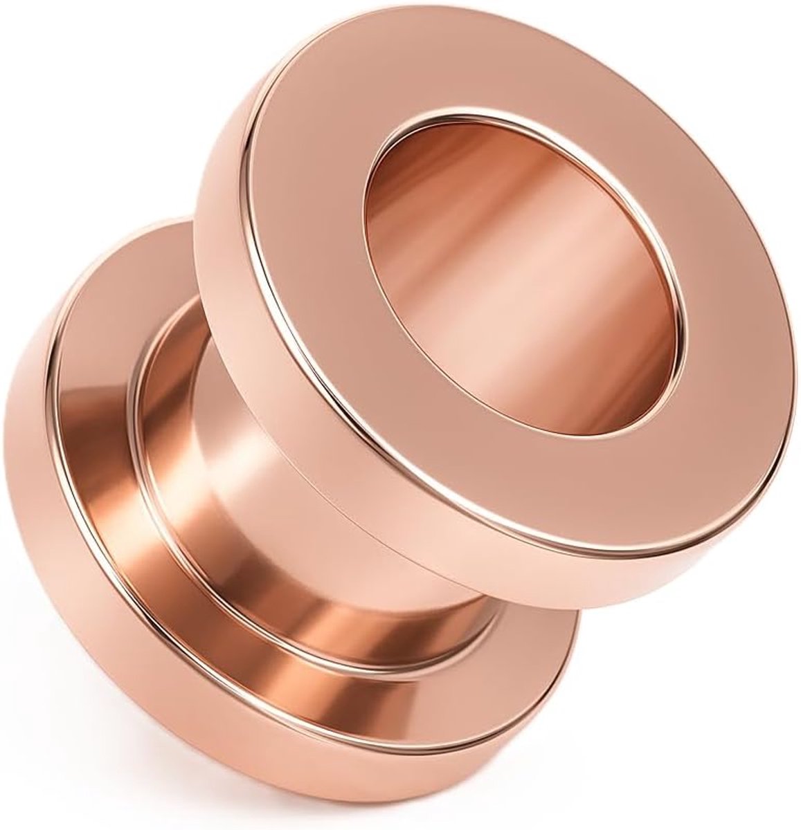4 mm – 25 mm chirurgisch staal 316L roestvrij staal tunnel-piercing oorplug double-flared schroefdraad strass-steen zirkoon kristal (4 mm, roségoud/roségoud)