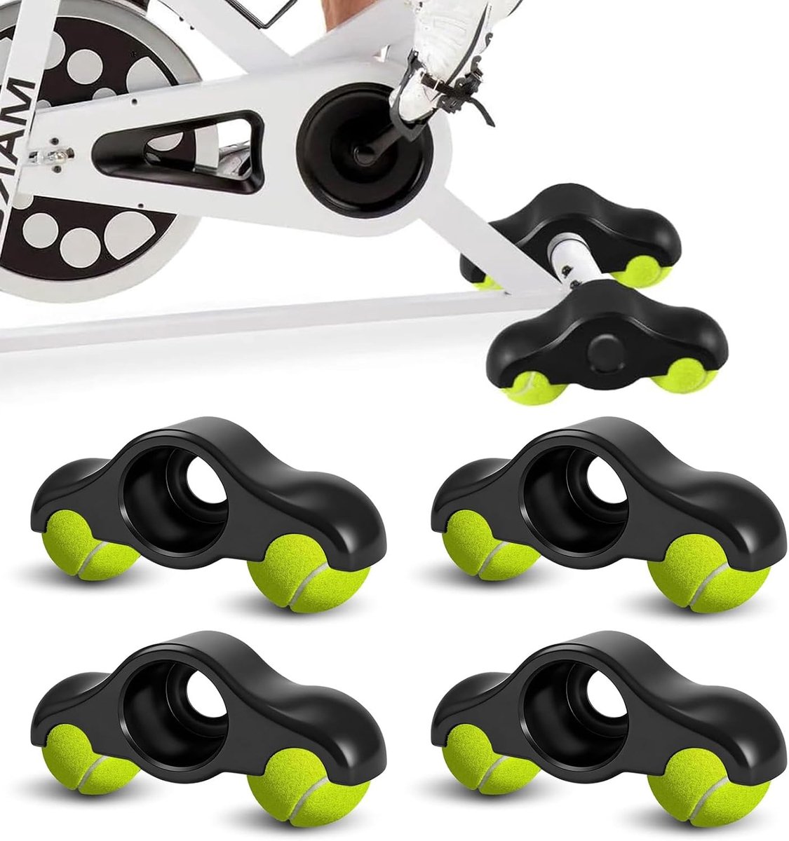 Plate Feet 4 stuks Indoor Cycling Snap Rocker Feet Adapter, draagbare wipplaten-fietstrainer, tennisbalvoeten voor Wahoo Kickr Core 4 rollentrainer met 8 tennisballen