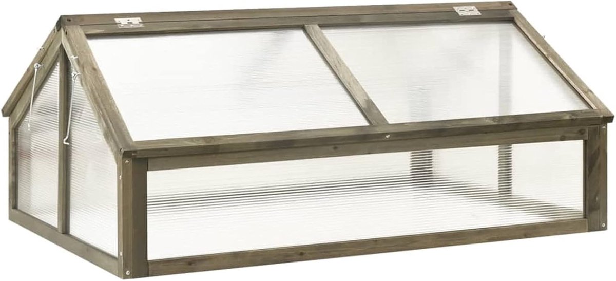 Broeikas broeibed broeikas tomatenkas plantenkas plantenbed kweekkast dennenhout grijs 114x80x50 cm