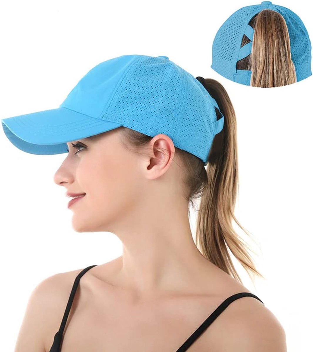 Baseball Pet voor dames Paardenstaart,Honkbalpet voor dames zomer sneldrogend mesh ademend,Criss cross hoeden,Zonnepetten outdoor sportieve,Verstelbare messy bun baseball hat,one size