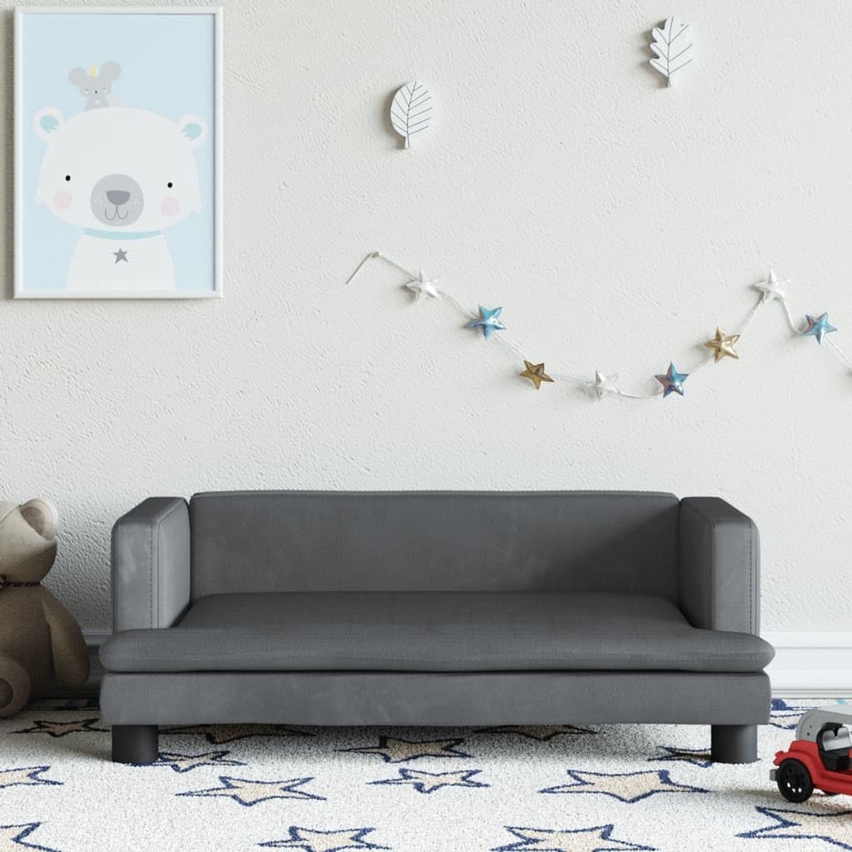Kinderbank, kinderbank, kinderstoel, kinderbank, bank, stoel, zitmeubel, kinderbank, kinderbank, kindermeubel, donkergrijs, 80 x 45 x 30 cm, fluweel