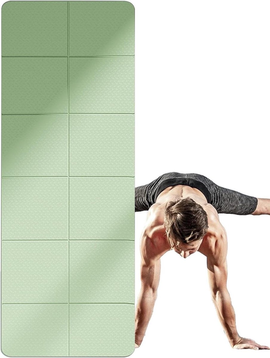 Opvouwbare Fitnessmat - Trainingsmat Pilatesmat - Thuistrainingen Yoga - Lichtgewicht Draagbaar - 183x61x0.4 cm - Groen