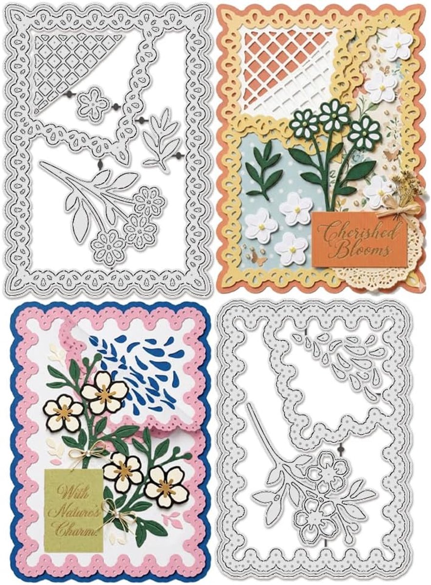 10Pcs Gevouwen Kant Plant Snijden Die Voor Kaarten Maken Herbruikbare Koolstofstaal Bloem Thema Embossing Stencils Sjabloon Die Cut Voor Diy Scrapbooking Album Craft Decor