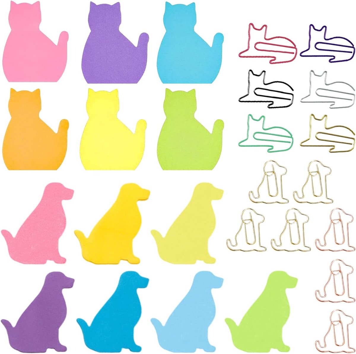 13 stuks met 390 vellen voor honden en katten, 13 dierenklemmen, schattige dierenetiketten, notitiebloketiketten, markeringsetiketten