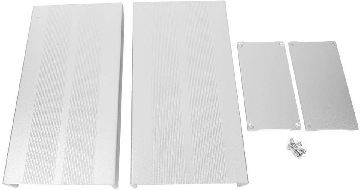 Behuizing DIY circuit bedrukt project doos aluminium behuizing koeling doos aluminiumlegering split type 55 x 106 x 200 mm (zilver zand met platte plaat)