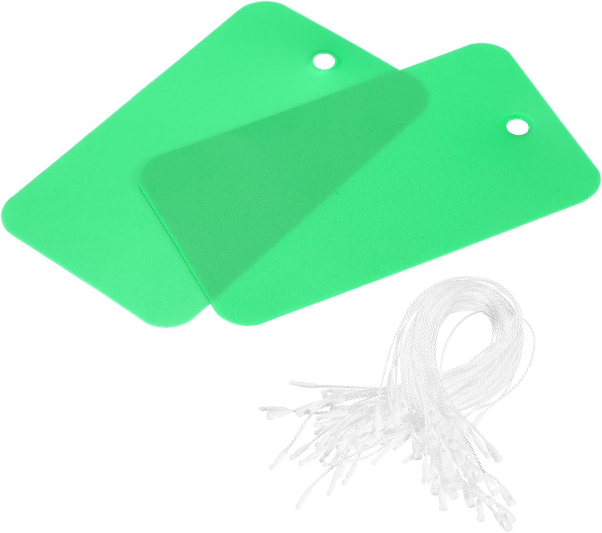 Waterdichte draden kunststof verzendhanger, voor productidentificatie-aanhangers, ventielmarkering, buitenmarkering, 3,8 x 6,1 cm lichtgroen, 50 stuks met touw