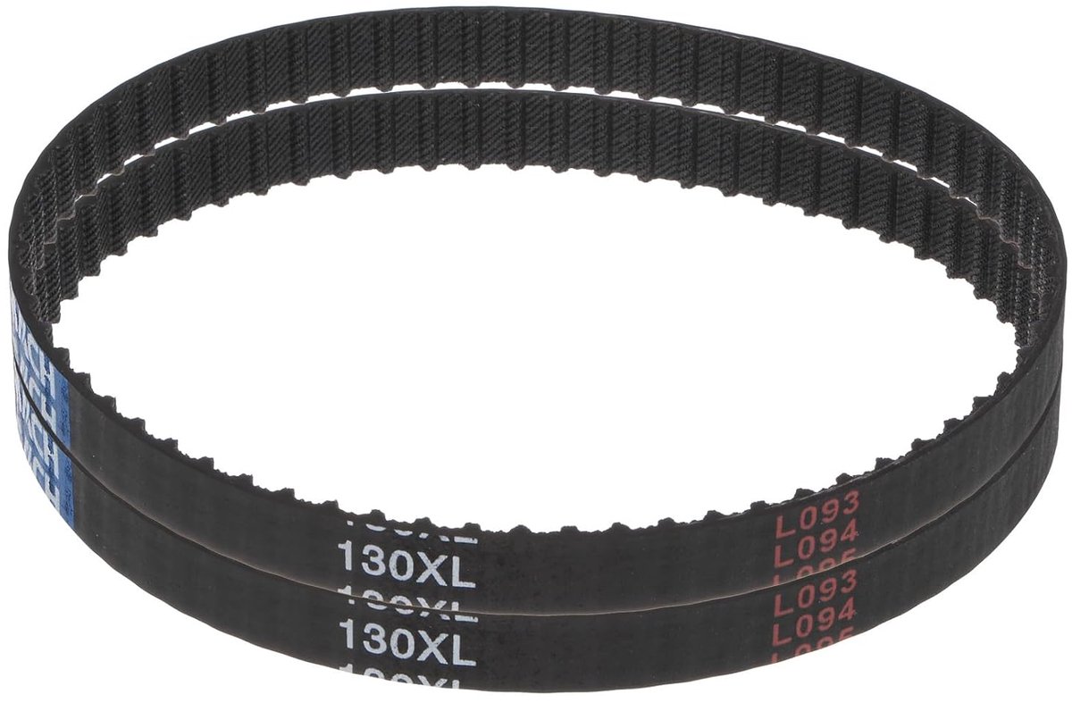 Sourcing map 2 stuks 130XL 037 tandriemen, 65 tanden, rubber, 1 cm breed, 0,5 cm stijging, V-riem, industriële aandrijfriem, mechanische reserveriem