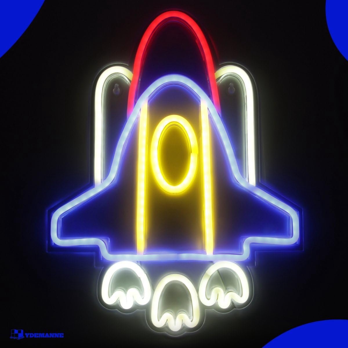 Neon lamp ruimteschip - inclusief hanghaken - sfeervolle wandlamp - unieke verlichting voor kinderkamer - SnelShoppen
