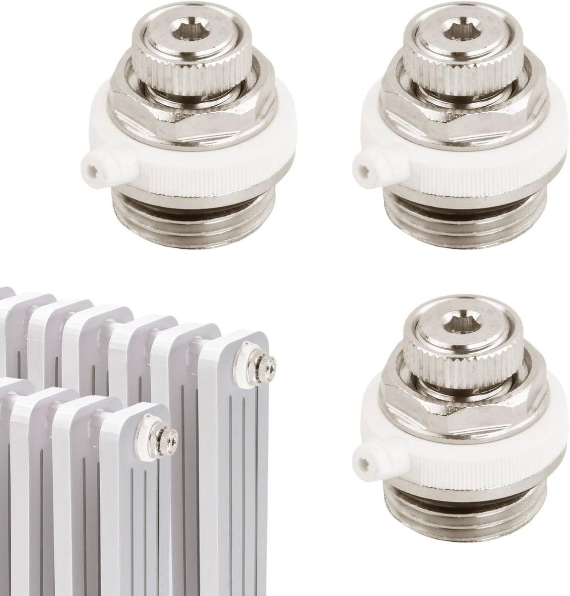 3 stuks automatisch ontluchtingsventiel voor radiatoren, 1/2 inch, zelfontluchtend koelerventiel, ontluchtingsventiel, radiator, automatische radiatorontluchtingsstop, ventiel