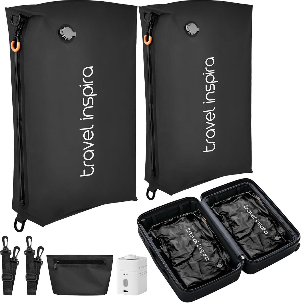 vacuum zakken 2 stuks - met USB-C pomp - toilettas inbegrepen - ideaal voor backpacken - SnelShoppen