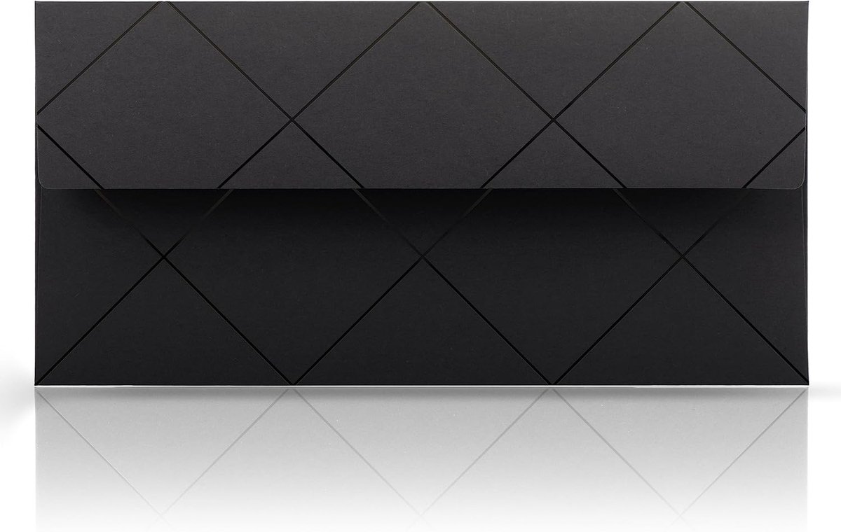 10 enveloppen zwart 110 x 220 mm voor wenskaarten vouchers uitnodiging geometrisch patroon diamanten