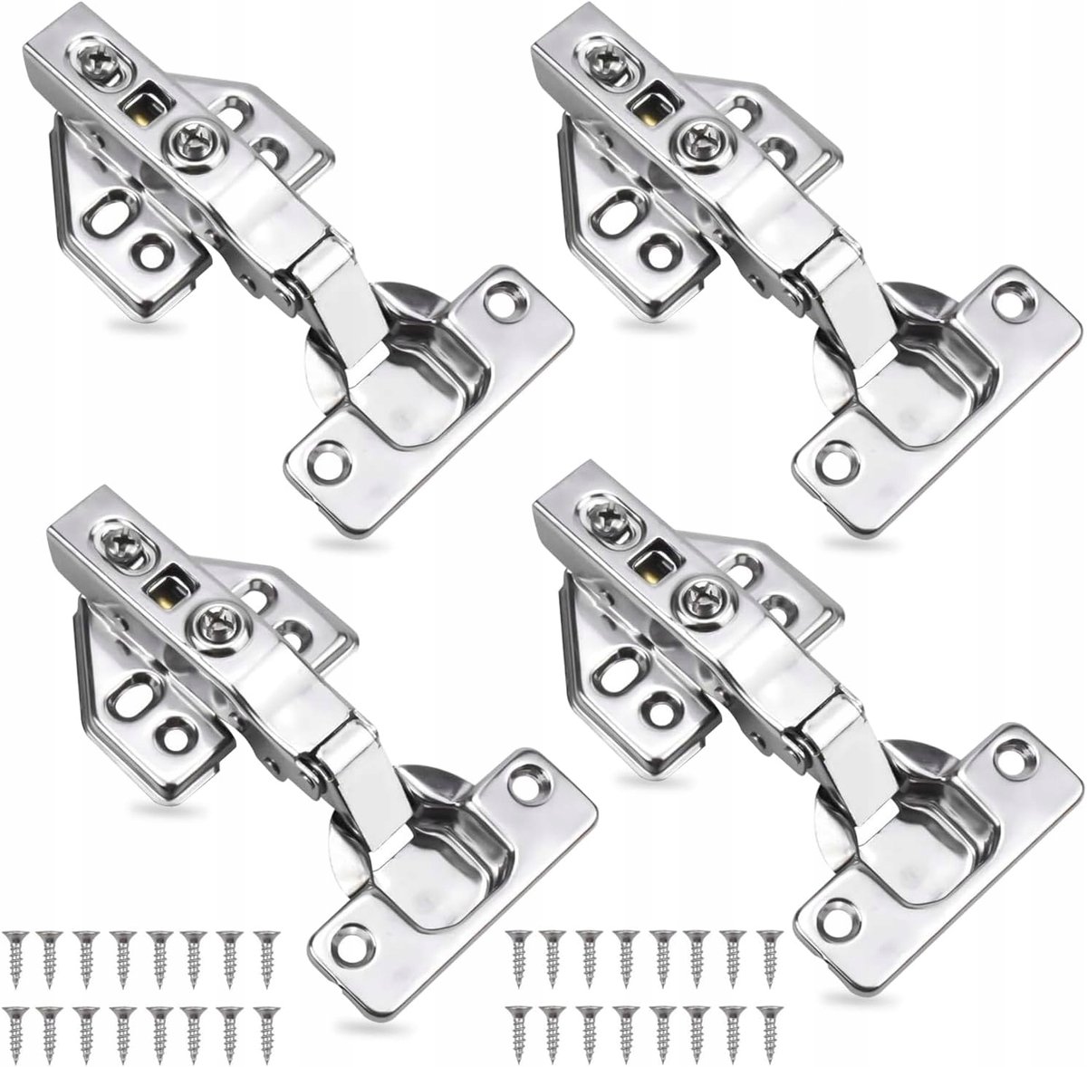 4x Soft-Close Kastscharnieren met 32 ​​schroeven - RVS 304