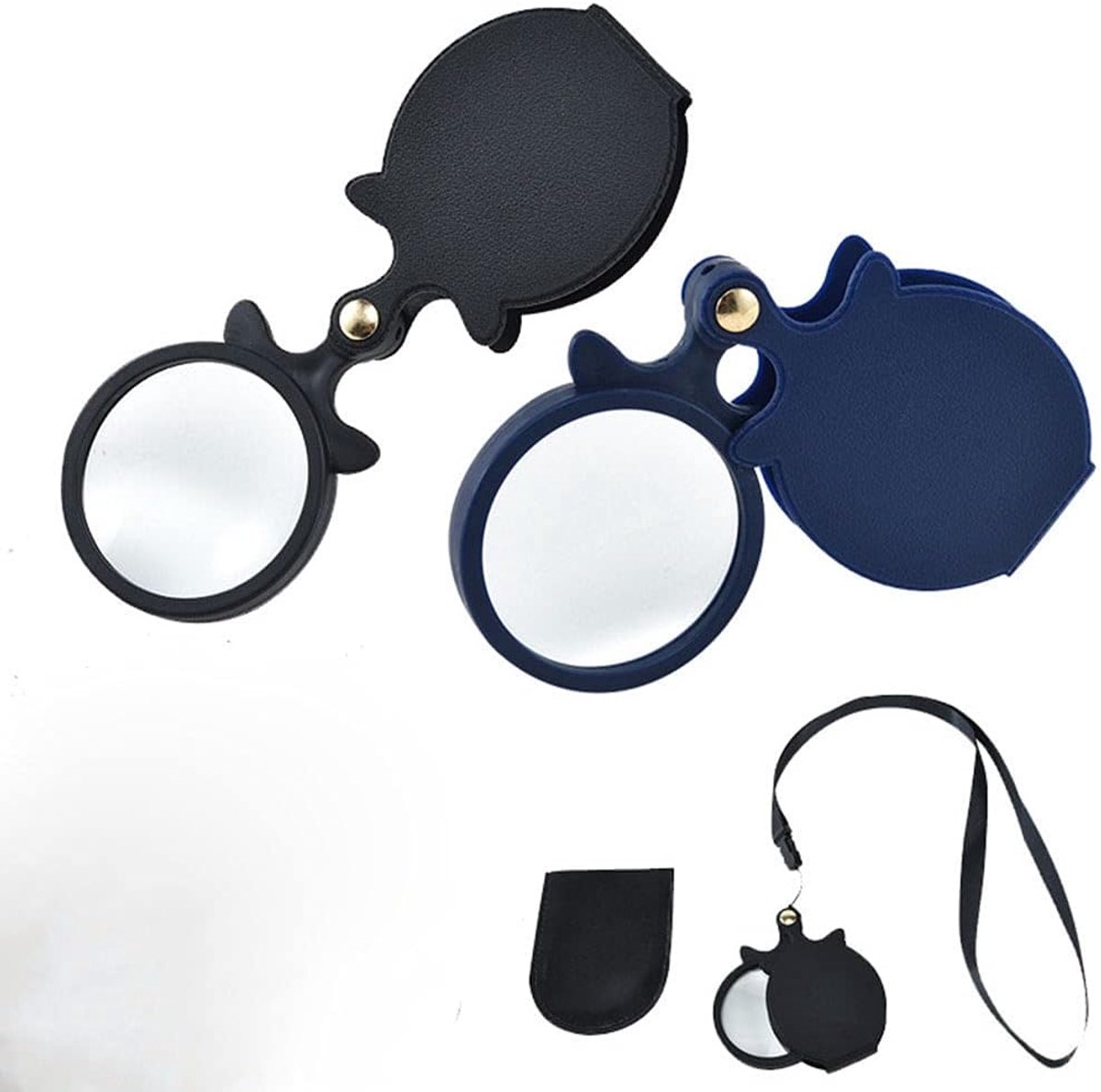 Mini vergrootglas 10x - compacte opvouwbare uitvoering - met roterende beschermhoes - ideaal voor lezen - ShopVlot