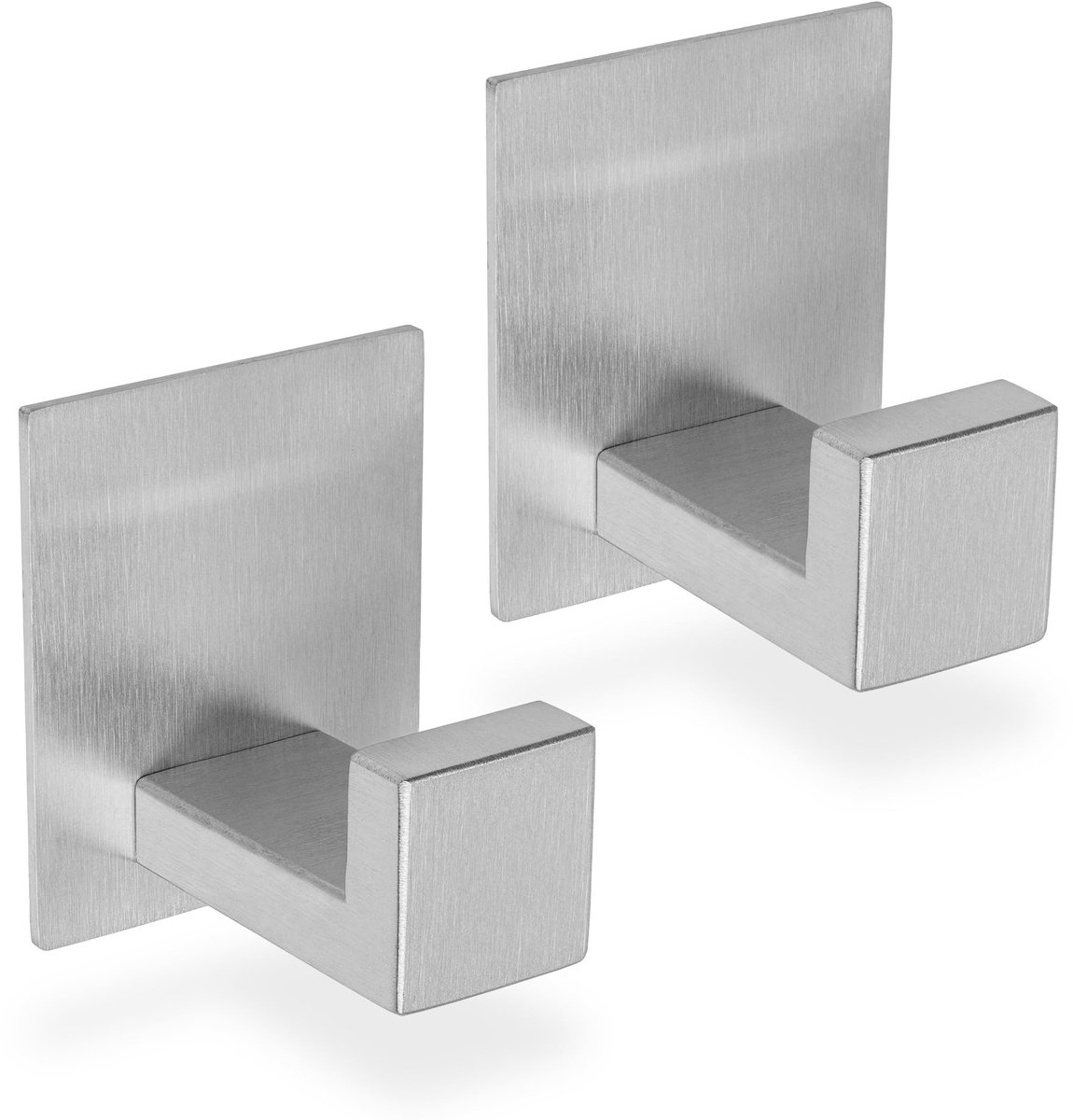 Set van 2 Zelfklevende Handdoekhaken - RVS Handdoekhouders Zonder Boren - Geborsteld Roestvrij Staal Wandhaken - Sterke Zelfklevende Haken voor Handdoeken, Kleding en Badkameraccessoires - Geschikt voor Badkamer, Keuken en Hal