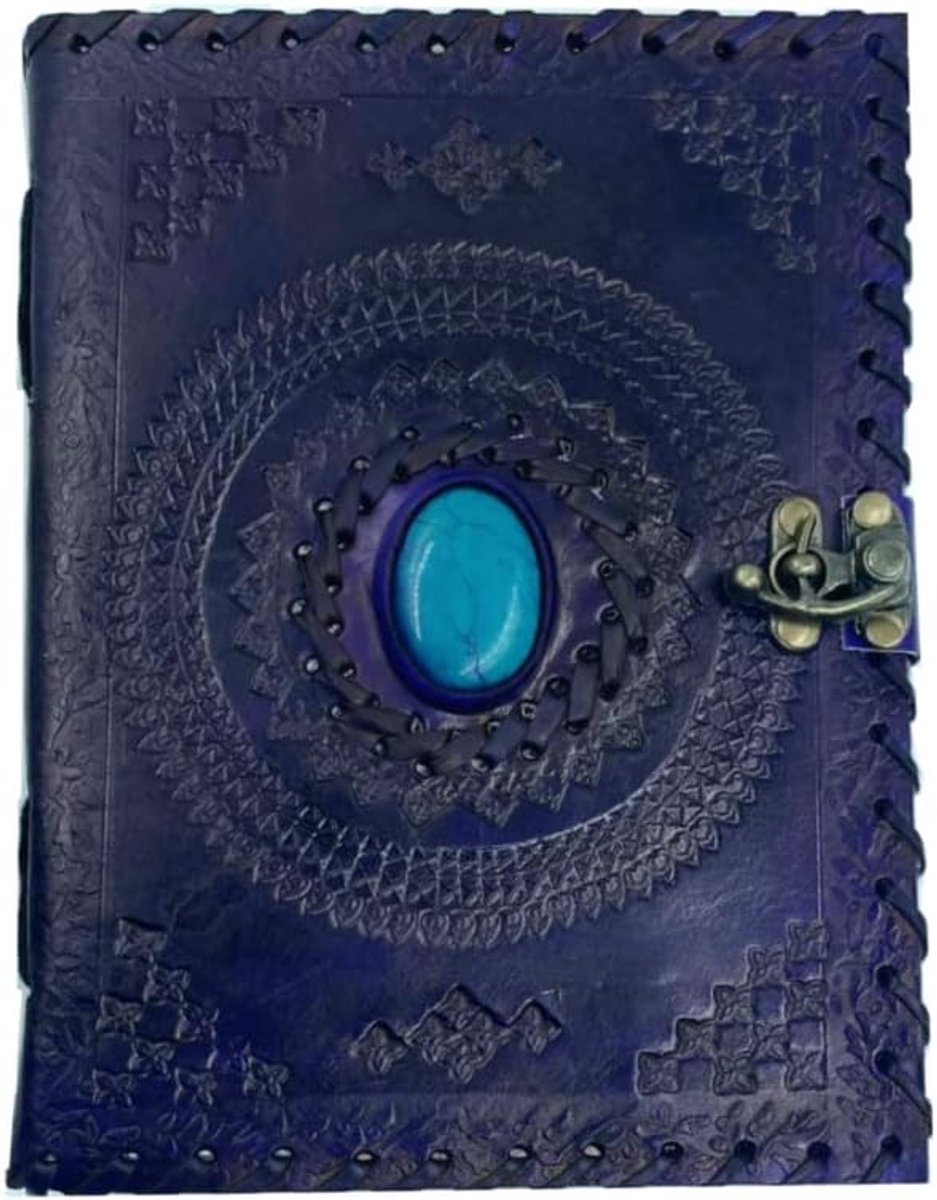 Notitieboek 5 x 7 inch - Paarse leren omslag - Handgemaakt met messing slot - Perfect voor onderweg - ShopVlot