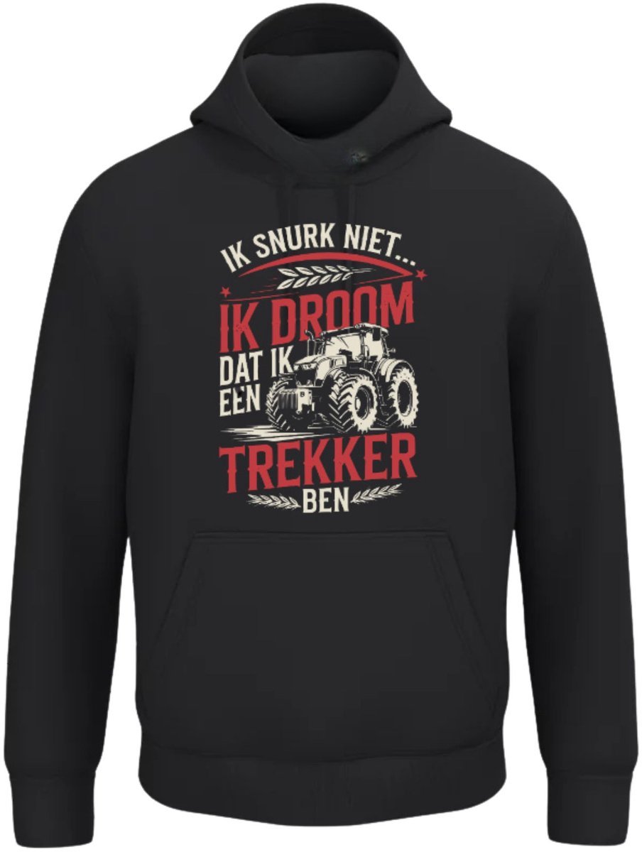 Hoodie met grappige tractor print - Zwart - 4XL