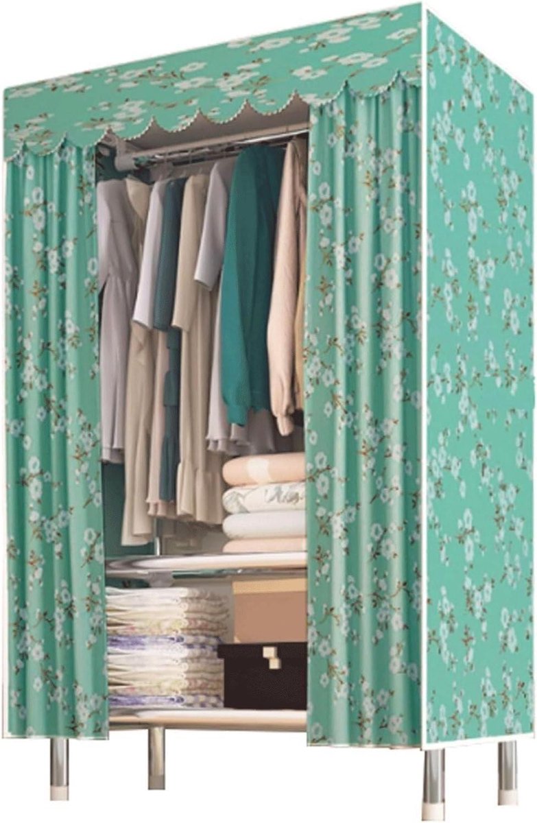 Opbergkast Slaapkamer - Kledingkast Stoffen - Kleding Opbergen - Stalen Frame - 85 cm - Groen