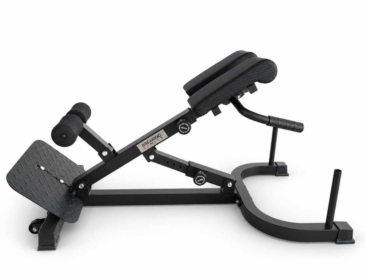 Breaking Limits Hyperextensie Bank – Roman Chair – Rugtrainer voor Onderrug, Bilspieren & Hamstrings – Hyperextension Bench - Verstelbaar – Max. Belastbaar tot 150 KG