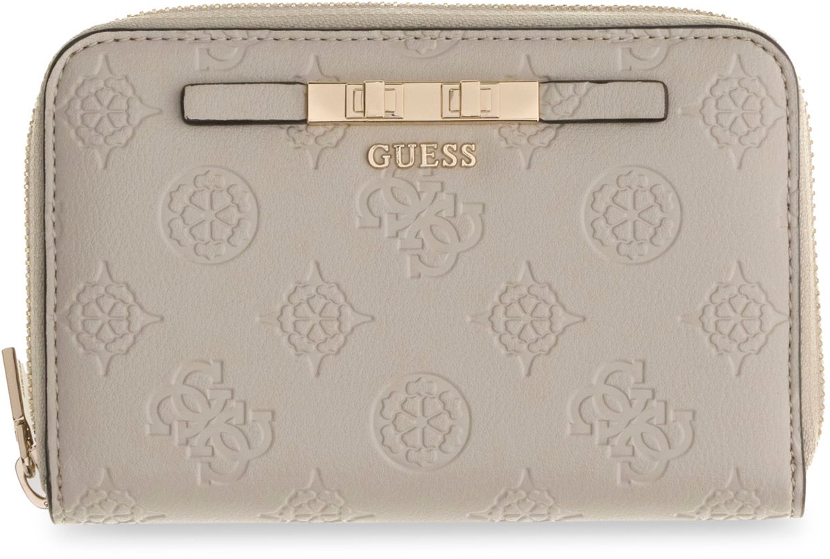 GUESS portemonnee Carmella SLG Medium Zip Around Wallet Bone Logo crème