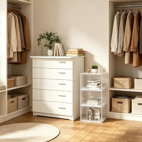 MIVRAY Opbergbox - Stapelbaar En Koppelbaar - 27 x 34 x 57 cm - ABS En PP - Transparant - Voor Schoenen En Cosmetica — afbeelding 5