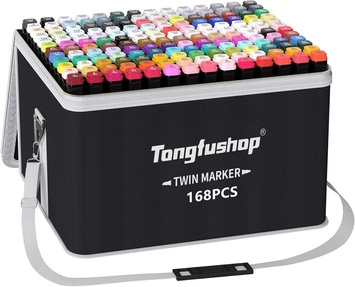 SnelShoppen - 168 Kleuren Viltstiften Highlighter Set met Dubbele Punt, Markers voor Studenten, Manga Ontwerp, Tekenen, Schetsen, Kunst Markers met Zw