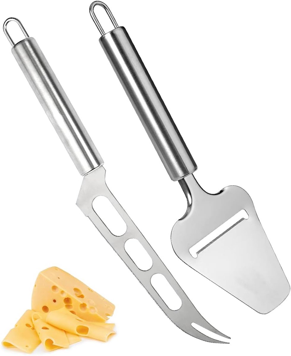 SnelShoppen - Set van 2 Kaasmessen, Roestvrijstalen Kaasschaaf, Kaasschraper, Kaasmessenset voor Kaas, Brood, Taarten, Boter - Perfect voor Feestjes e