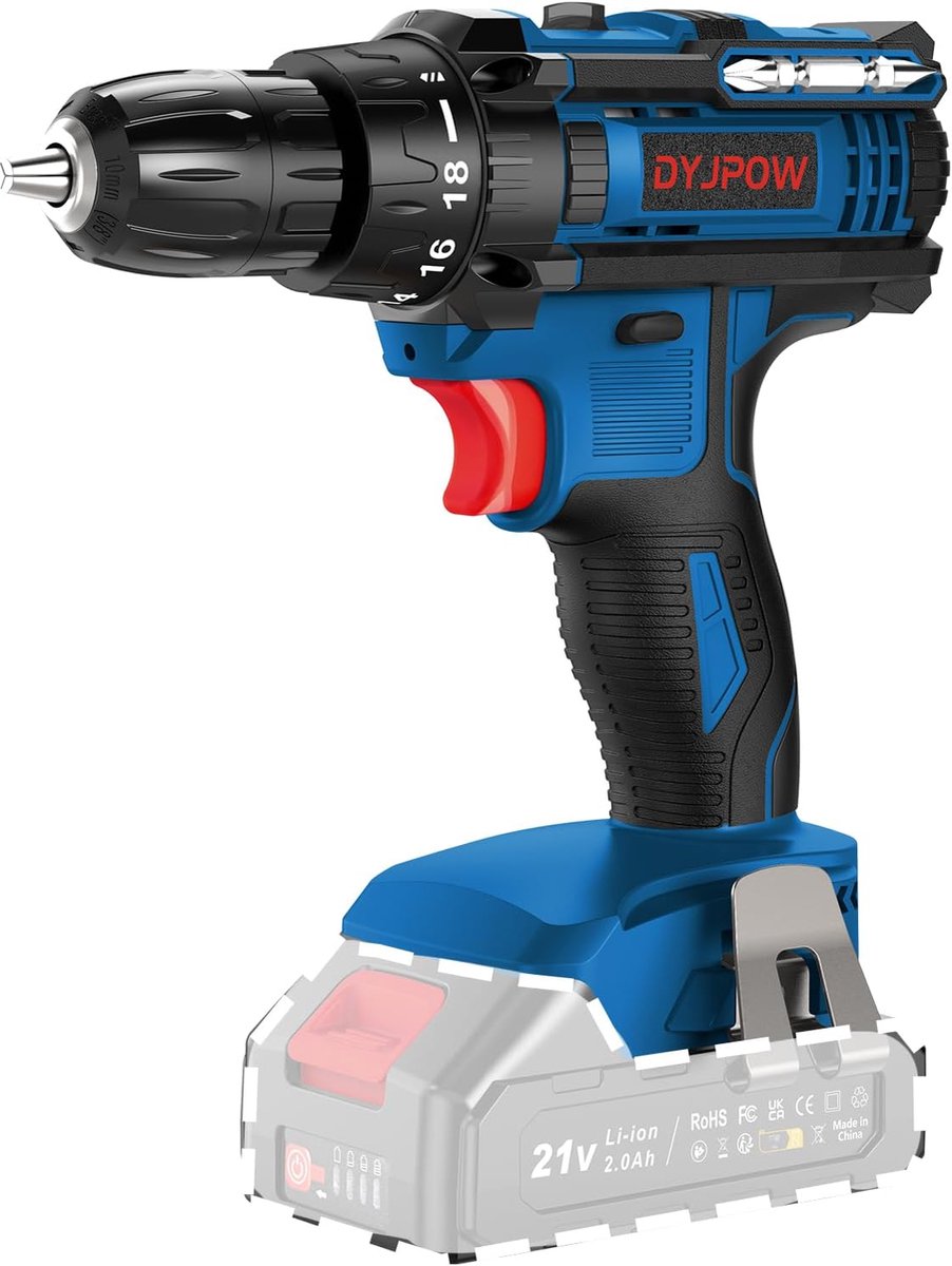 Accuschroefmachine 21V - 18+1 koppelstanden - zonder accu en oplader - ideaal voor klussen - ShopVlot