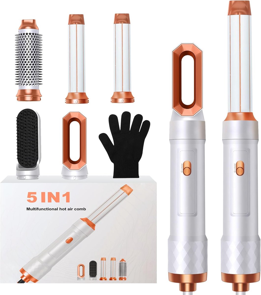 Thijox - 5-in-1 Haar Styler Set met Ronde Borstelföhn, Heteluchtborstel, Föhnborstel, Air Curler en Stijlborstel voor Alle Haartypes, Ideaal voor Thui
