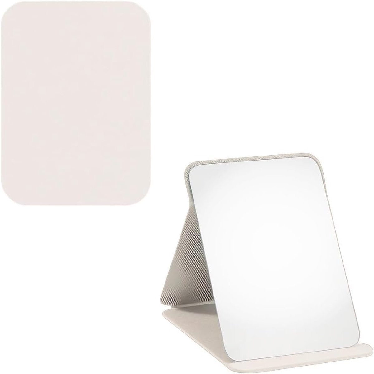 Cosmetic mirror 20×15,3cm - leer & glas - opvouwbaar - ideaal voor onderweg - SnelShoppen