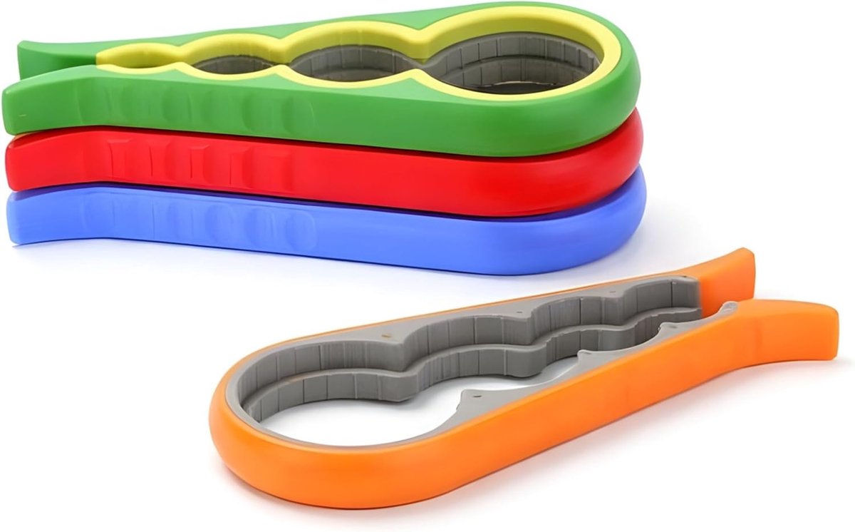 Flessenopener en pottenopener - 22 x 8,7 cm - Kunststof en rubber - Makkelijk openen - SnelShoppen