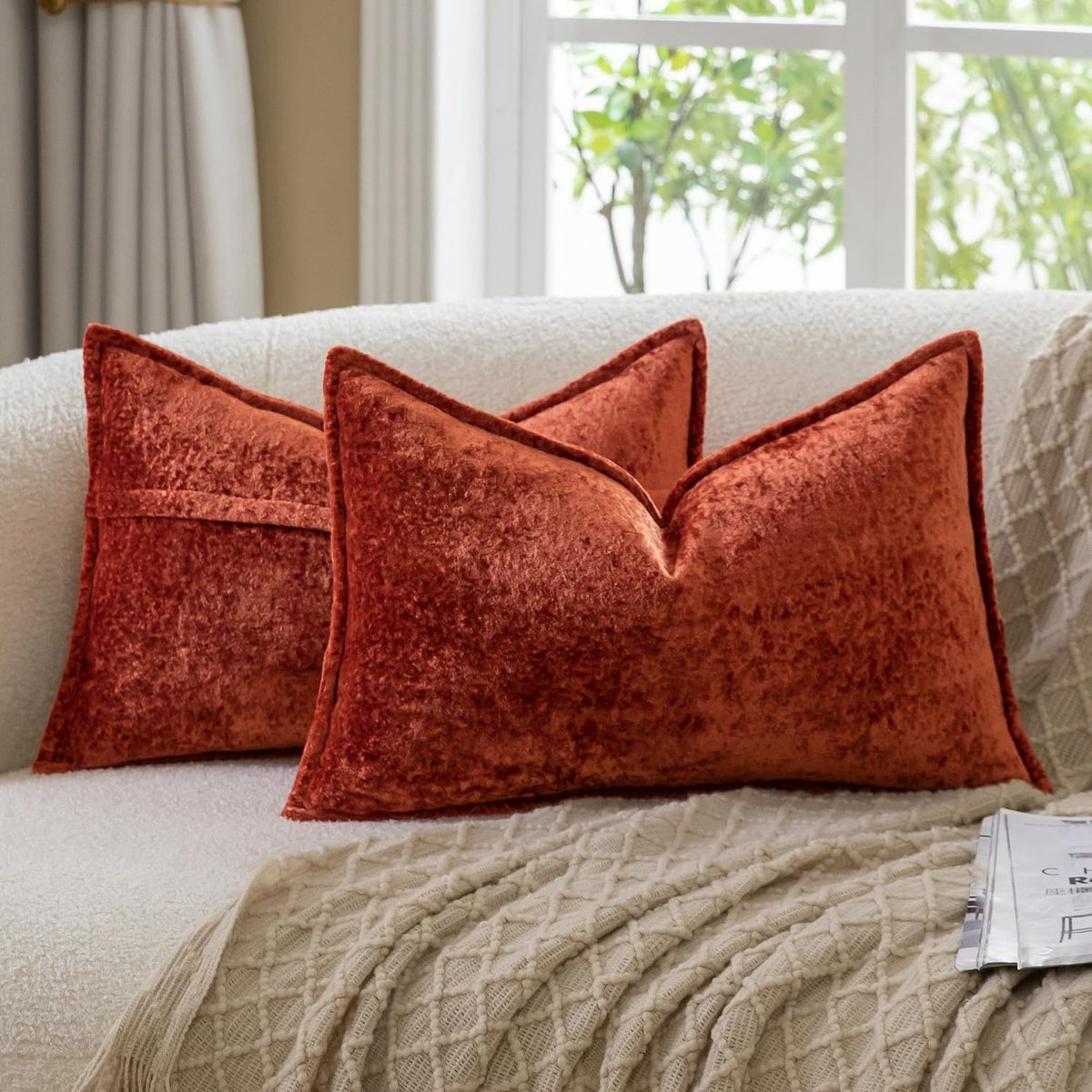 Decoratieve Kussenhoezen Set van 2 - Vintage Plaid - Zacht Chenille - Ideaal voor Sofa en Slaapkamer - SnelShoppen