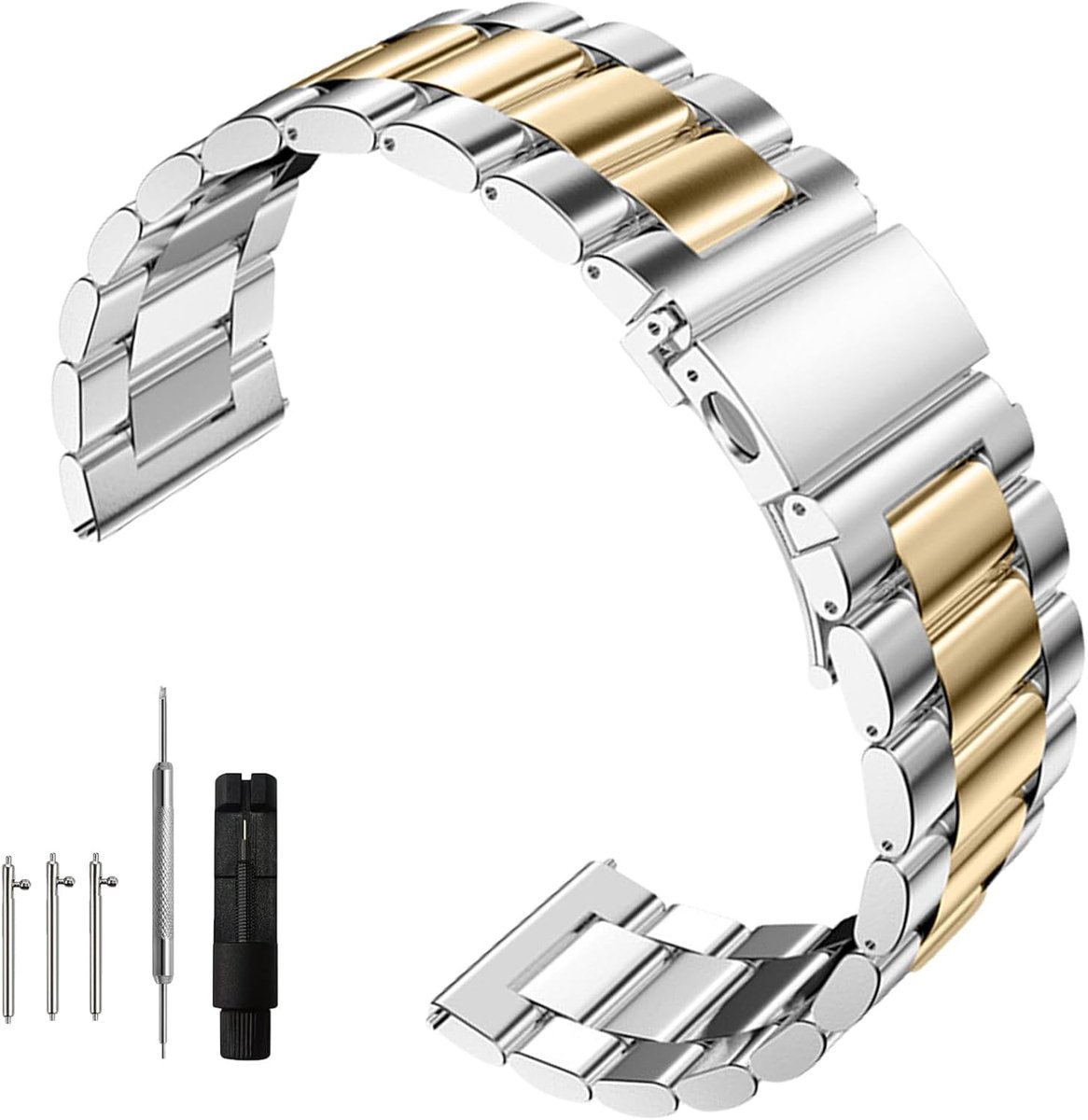 Stalen horlogeband 14mm 16mm 18mm 20mm 22mm 24mm - met snelontgrendeling - geschikt voor dames en heren - SnelShoppen