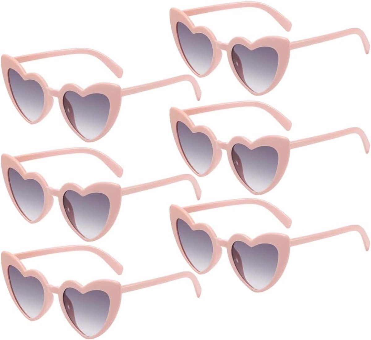 hartvormige zonnebril 6 stuks - roségrijs - retro vintage - perfect voor feest - SnelShoppen