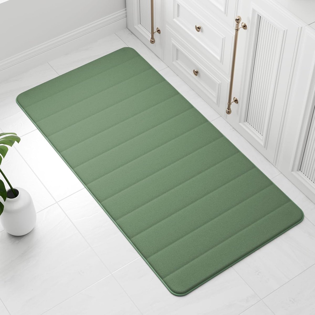 Badmat 60 x 120 cm - diep groen - ultra zacht - ontspanning voor je voeten - SnelShoppen