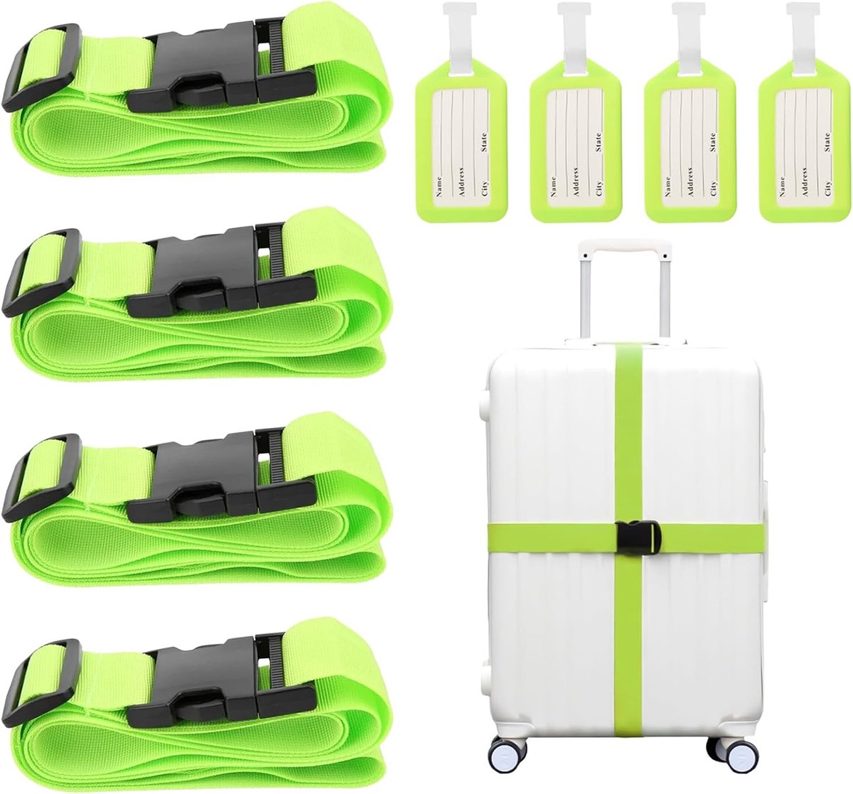 Koffersluitingen set 4 stuks - duurzame nylon - verstelbare bagagestraps - extra veiligheid voor reizen - SnelShoppen