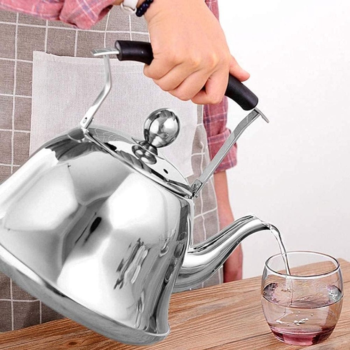 Fluitketel RVS - Theepot Ketel - Water Koken - Grote Diameter - 4L - Zilver