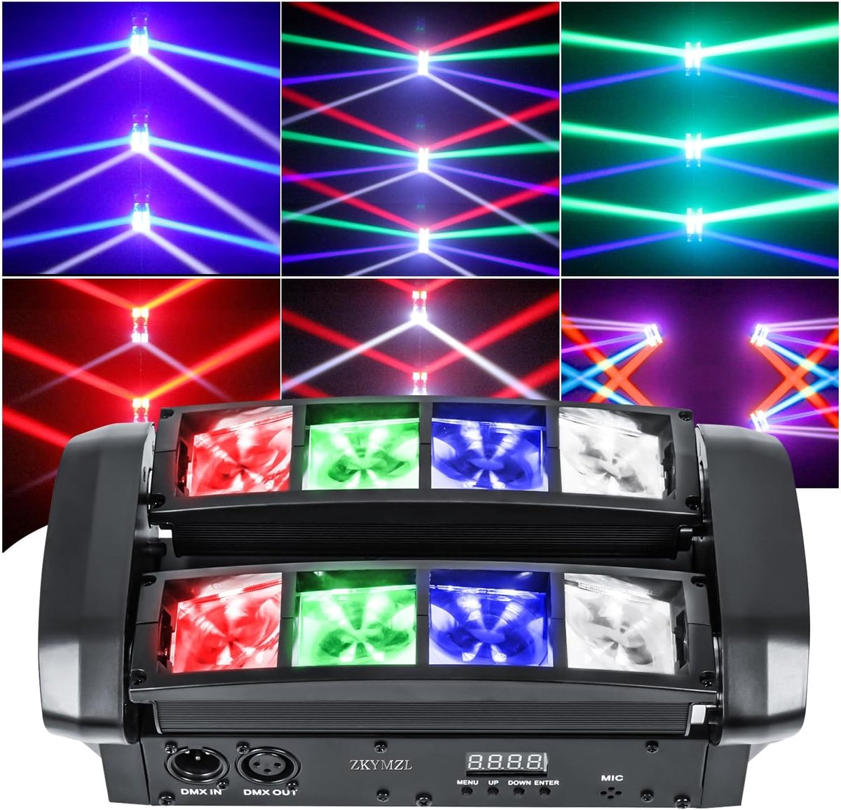Moving Head Light LED Beam - RGBW met Geluid Geactiveerd - DMX512 Controle - Ideaal voor Feesten - ShopVlot