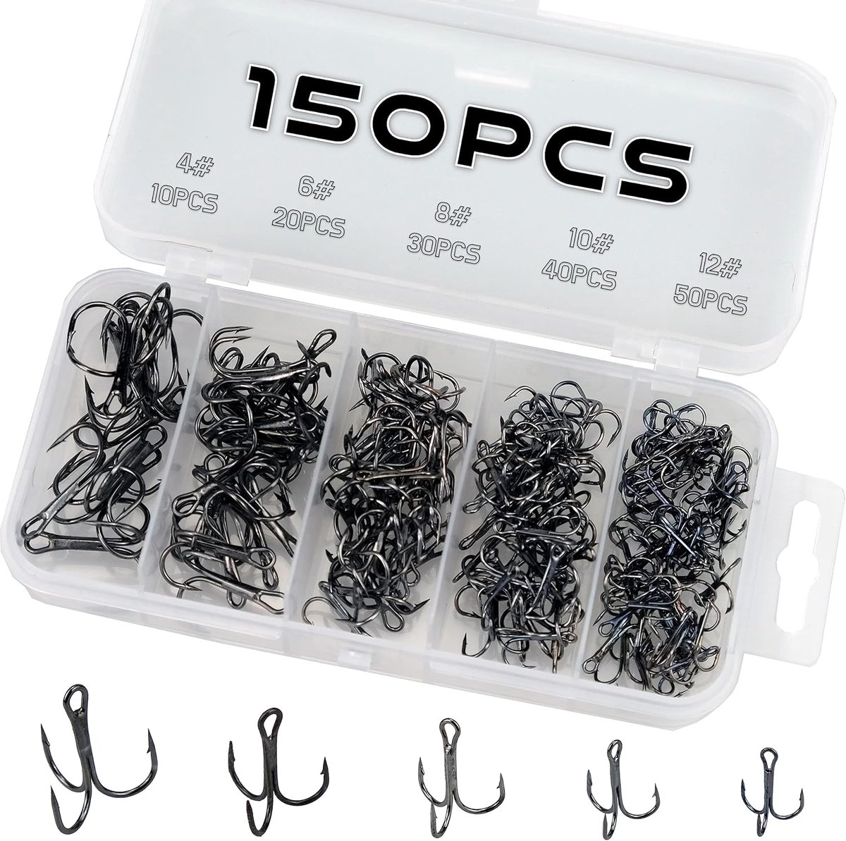Visshaken 150pcs - Hoogwaardige koolstofstaal - Sterke scherpe dreggen - Perfect voor vissport - ShopVlot