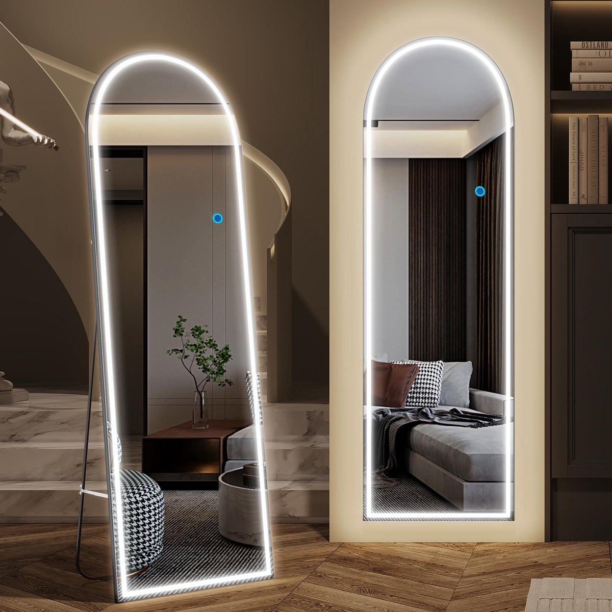 Volledige spiegel met verlichting 153 x 50 cm - gebogen led-spiegel - moderne wandspiegel - perfect voor elke kamer - ShopVlot