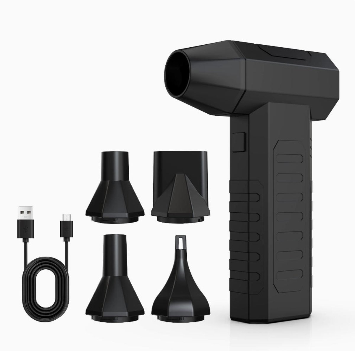 Draadloze elektrische luchtblazer - Krachtige stofblazer van 110.000 tpm en 80 W - 4000 mAh, 3 standen en USB-C - 4 mondstukken voor auto, pc en toetsenbord