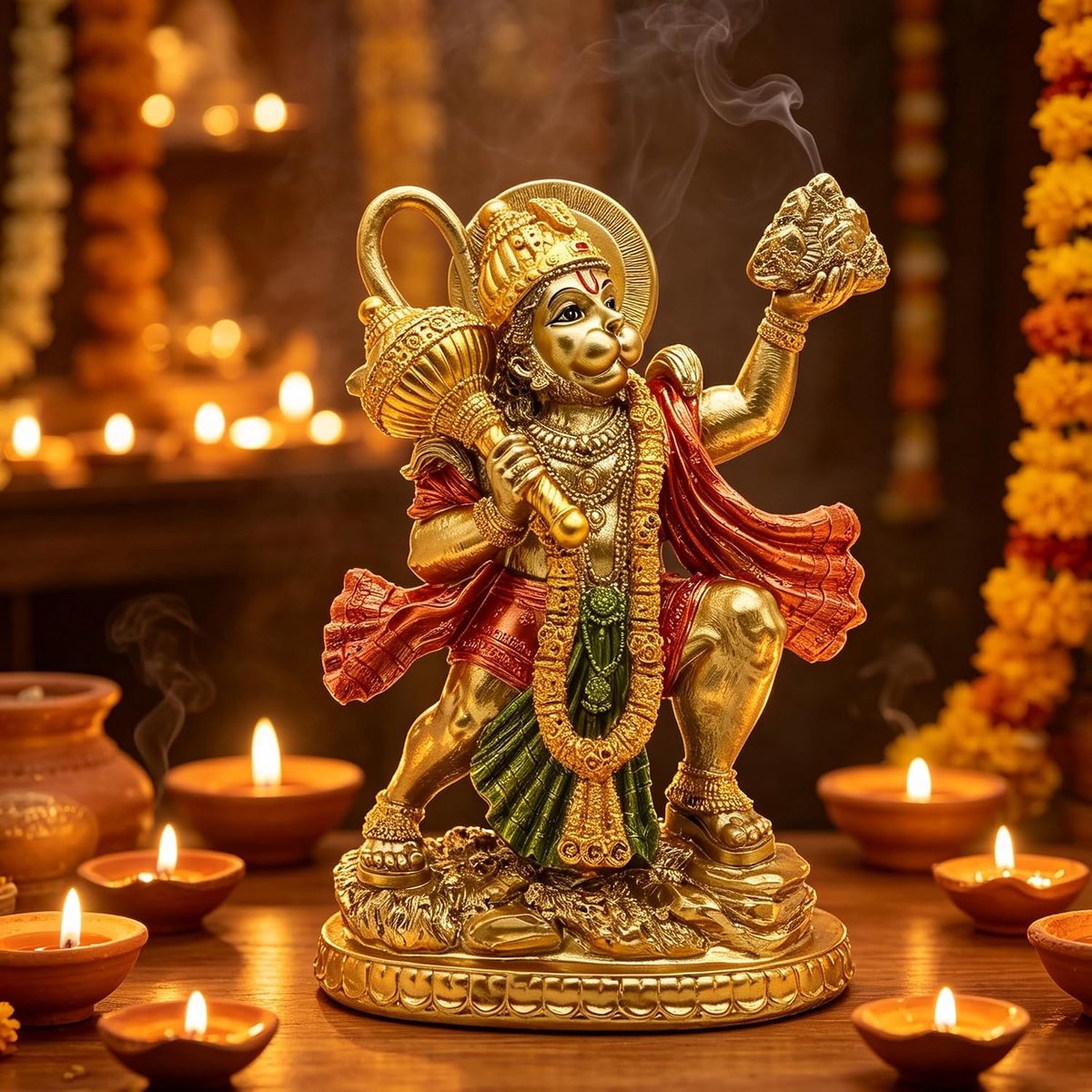 Hindu Lord Flying Hanuman Statue - ShopVlot