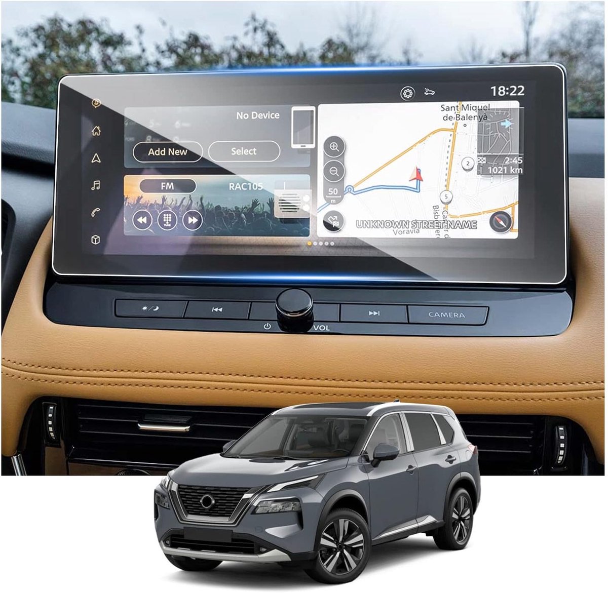Navigatiescherm beschermer 12.3 inch - 9H krasbestendig - Geschikt voor Nissan X-Trail T33 & Qashqai J12 - ShopVlot