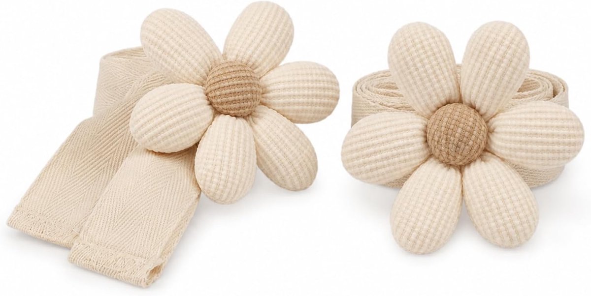 Gordijnhouders met bloemen - beige bloemblaadjes - elegant design - ideaal voor kinderkamer - ShopVlot