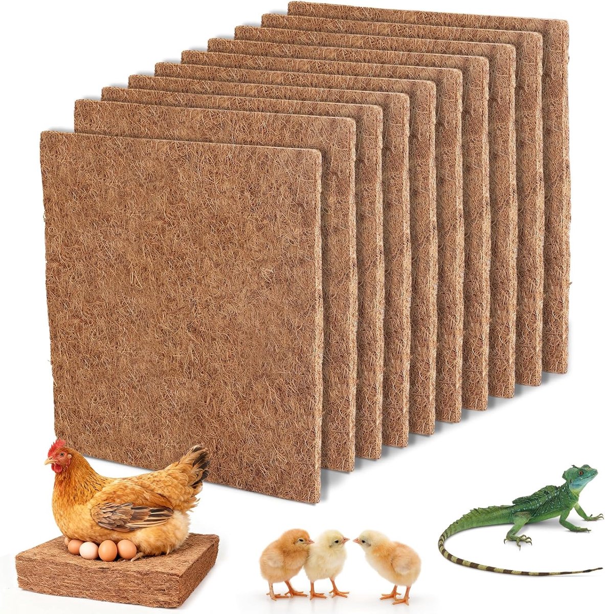 Kokosvezel pads 25 x 25 cm - herbruikbaar - voor het warmhouden of pekelen van eieren - 10 stuks - SnelShoppen