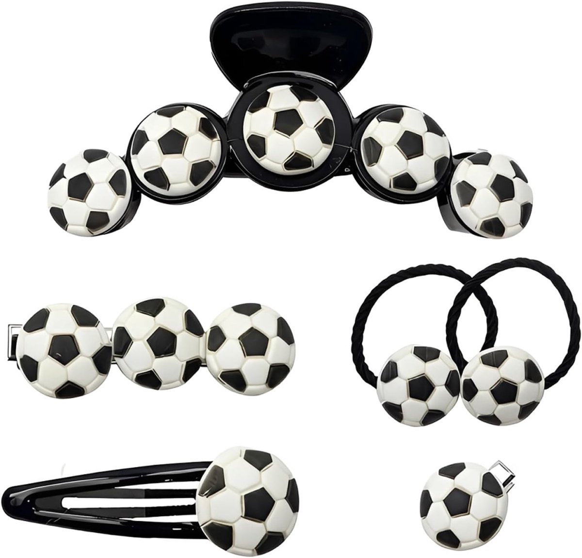 Haaraccessoires voor kinderen - Set van 5 - Voetbalmotief - Variëer in kapsels - SnelShoppen