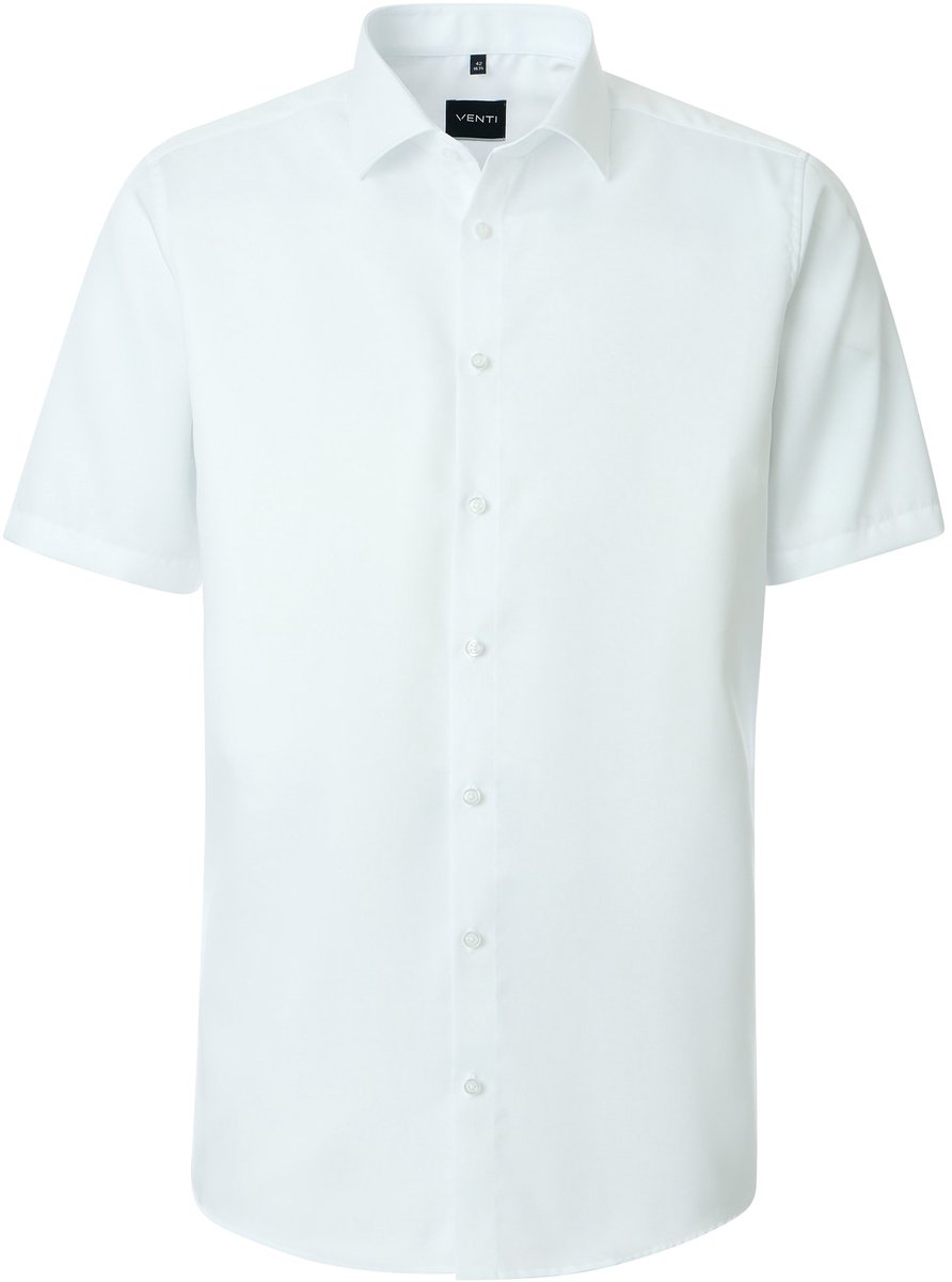 VENTI modern fit overhemd - korte mouw - twill - wit - Strijkvrij - Boordmaat: 39 (EU maat: M)